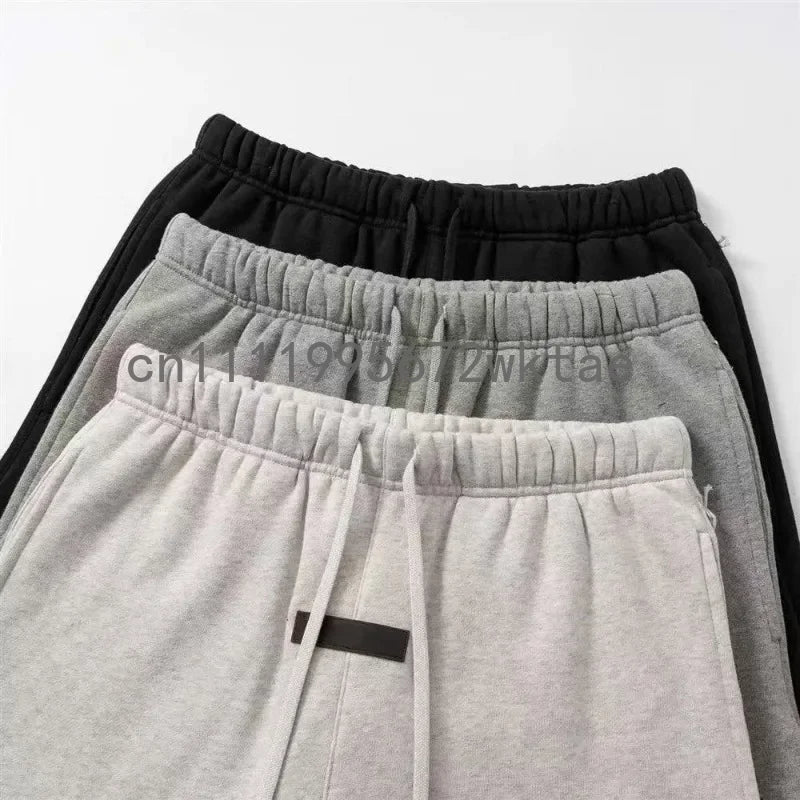 22SS Fashion Brand Men's Shorts Luxury Design Double Row Plush Letter Drawstring Shorts Couple High Street Plush Top Shorts Set