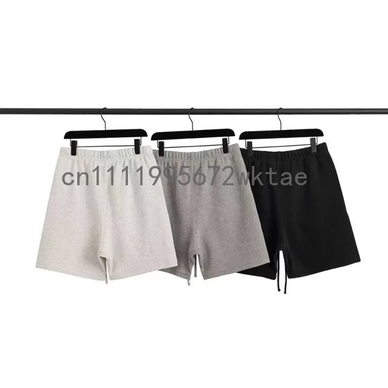22SS Fashion Brand Men's Shorts Luxury Design Double Row Plush Letter Drawstring Shorts Couple High Street Plush Top Shorts Set